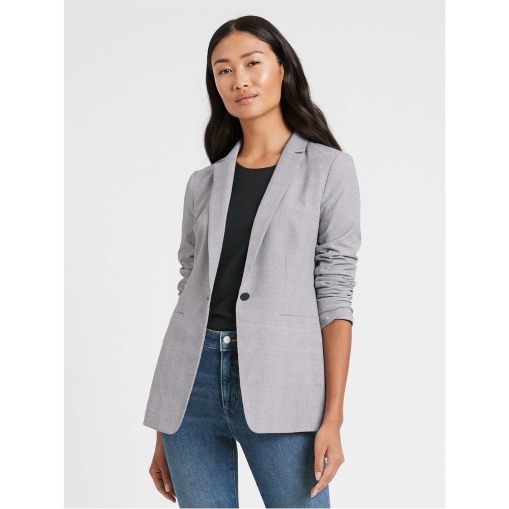 Banana Republic Classic Blend Lined Blazer Preppy Navy Size 14 EUC